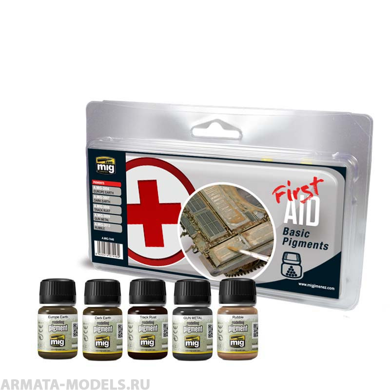 AMIG7448 Ammo Mig Набор базовых пигментов  FIRST AID BASIC PIGMENTS