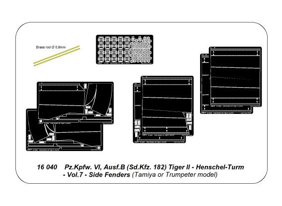 ABR-16-040  Дополнения для  Tiger II - Vol.7- Side Fenders для Tamiya/Trumpeter 1/16