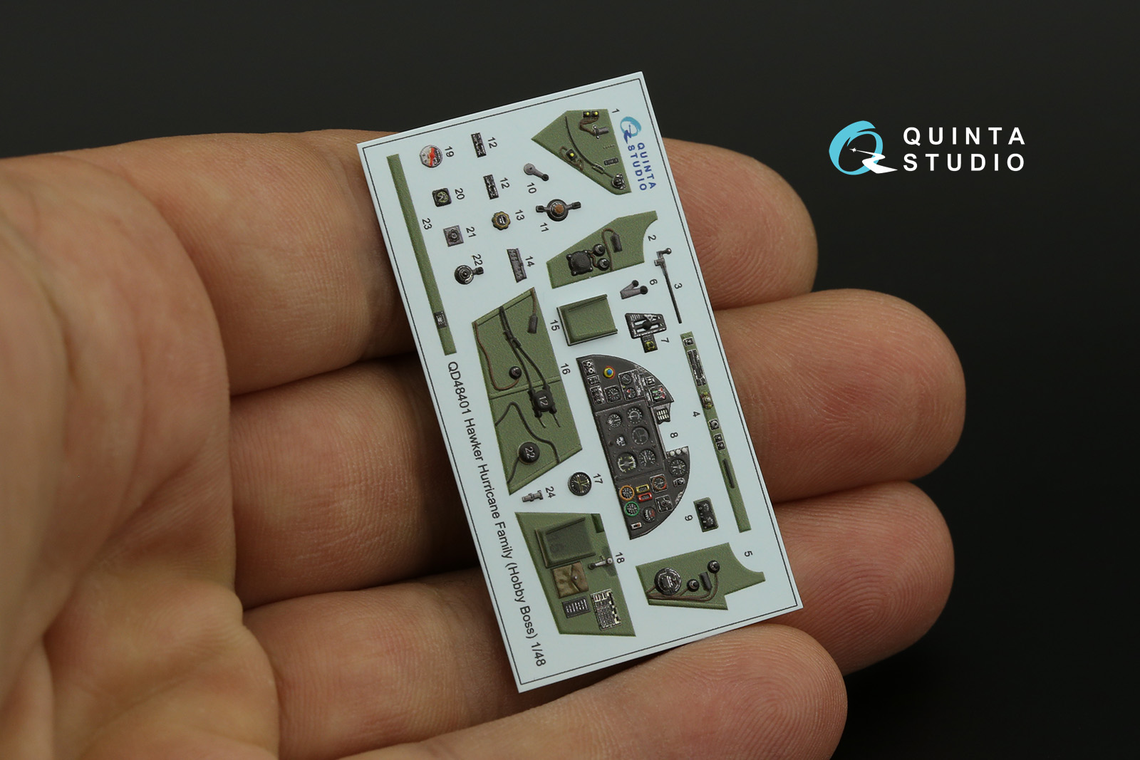 QD48401 3D Декаль интерьера кабины семейства Hawker Hurricane (HobbyBoss)