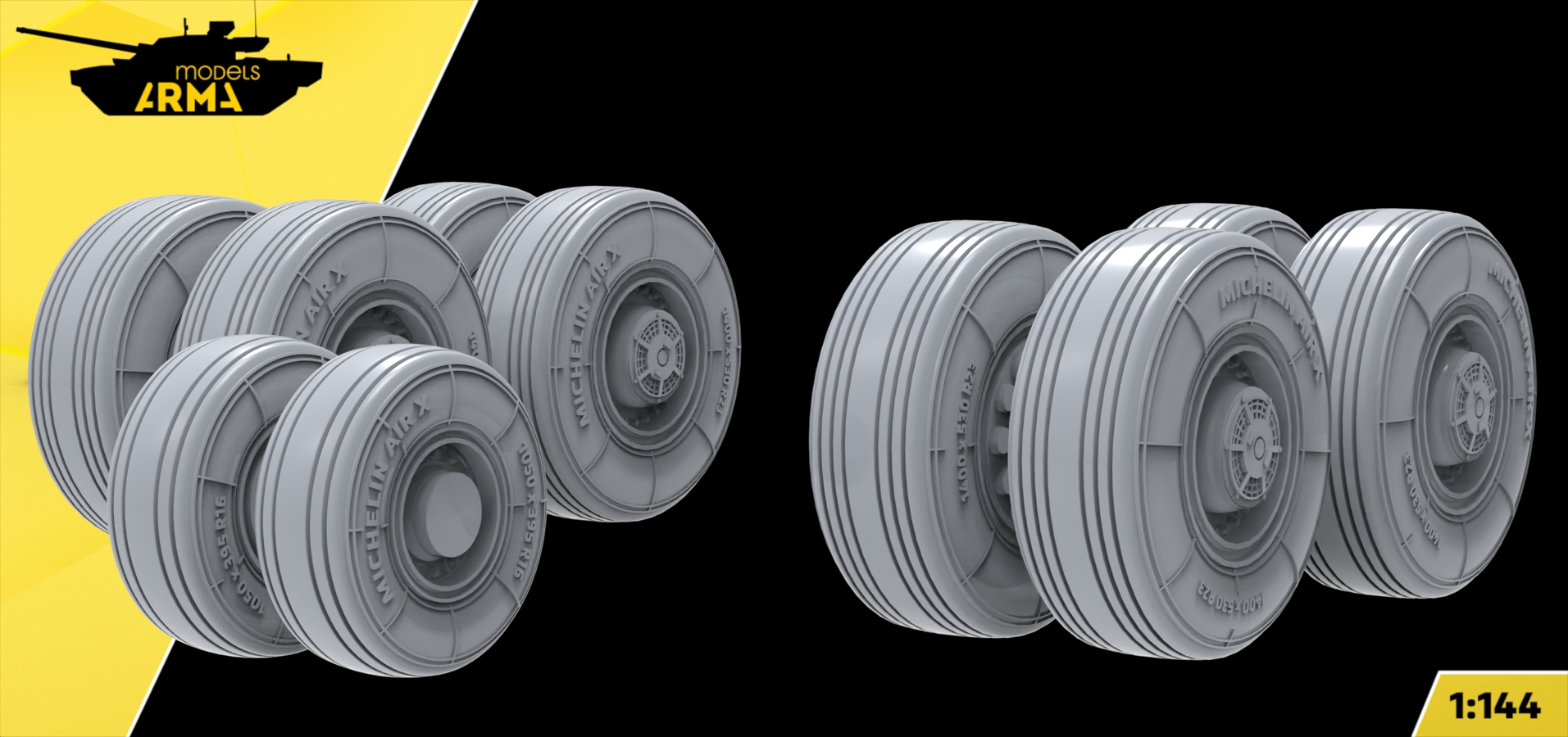AM144198 Высокодетализированные колеса под нагрузкой для Airbus A330 Arma Models