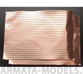 KS16140 Медь 0,07 мм, гофрированная, шаг 0,76 мм, лист 13х18 см, 2 шт