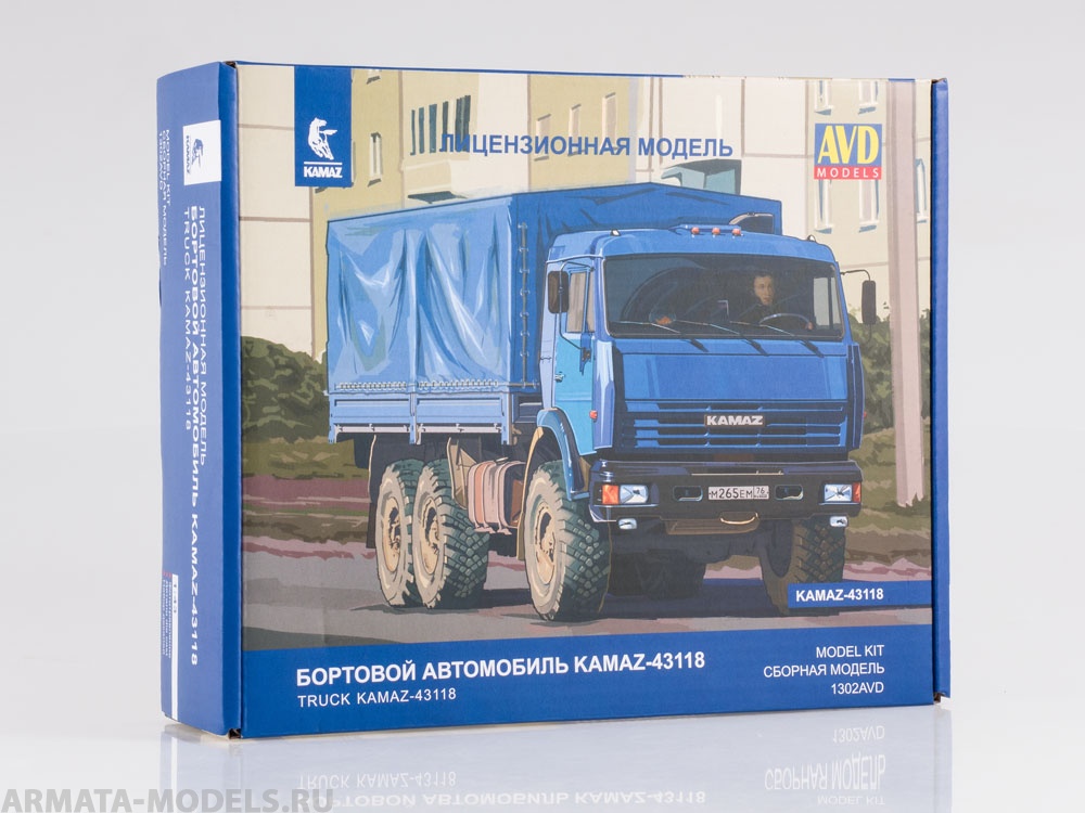 1302AVD Сборная модель КАМАЗ-43118 6x6 бортовой с тентом AVD Models