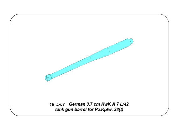 ABR-16-L-07  Дополнения для  German 3,7 cm KwK A 7 L/42 tank gun barrel for Pz.Kpfw. 38(t)   для Panda  1/16