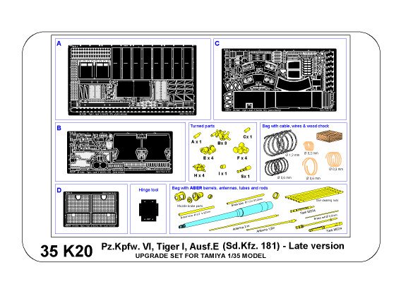 ABR-35-K20  Дополнения для  Pz.Kpfw. VI Ausf.E (Sd.Kfz.181) Tiger I – Late version для Tamiya 1/35