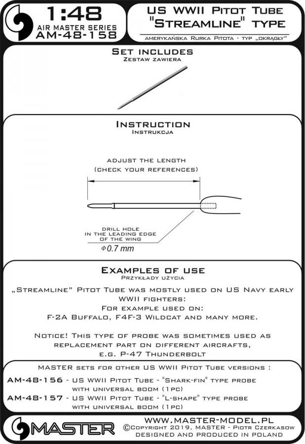 AM-48-158 US WWII pitot tube streamline type