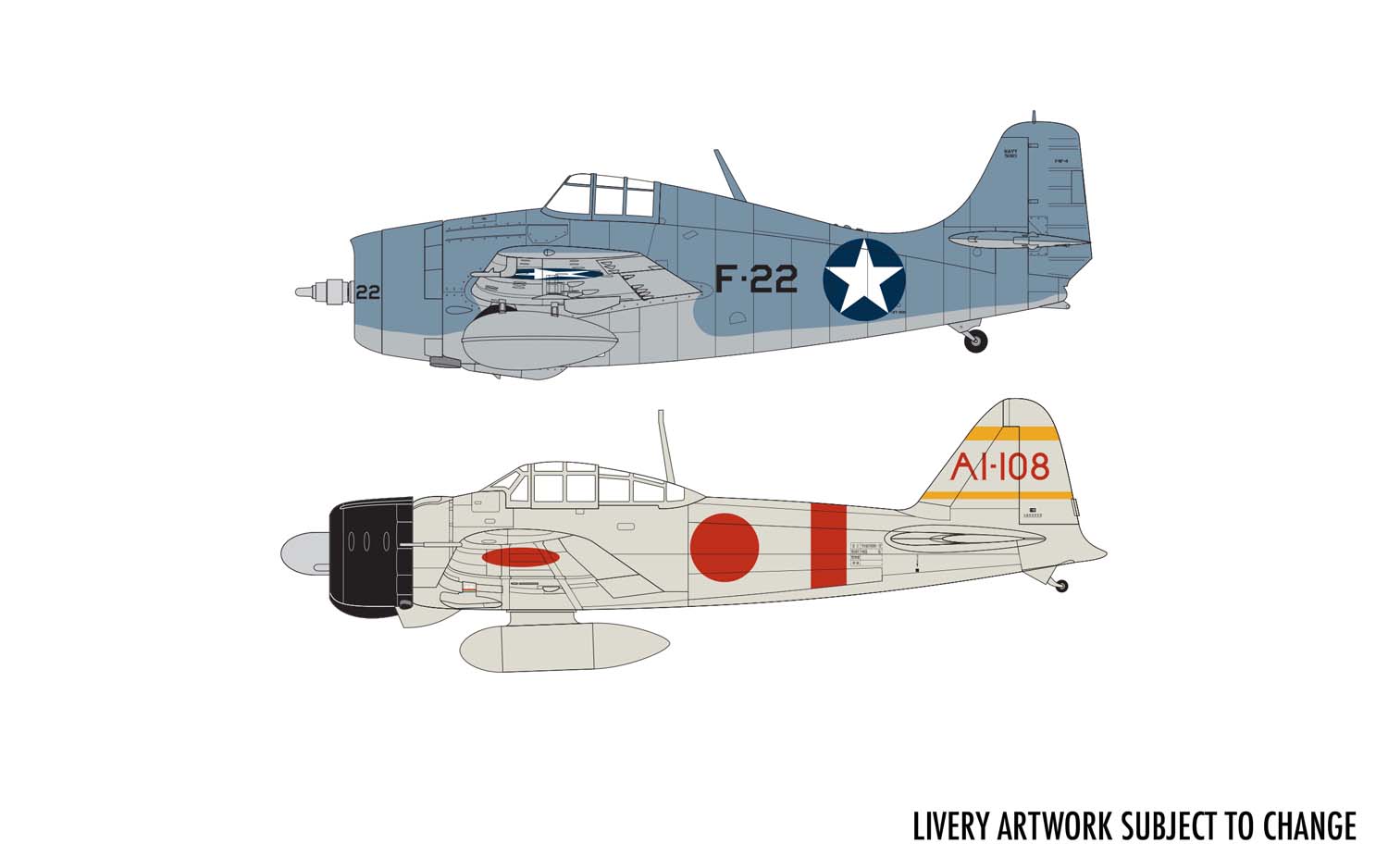 A50184 Подарочный набор Grumman F-4F4 Wildcat & Mitsubishi Zero Dogfight Double Airfix