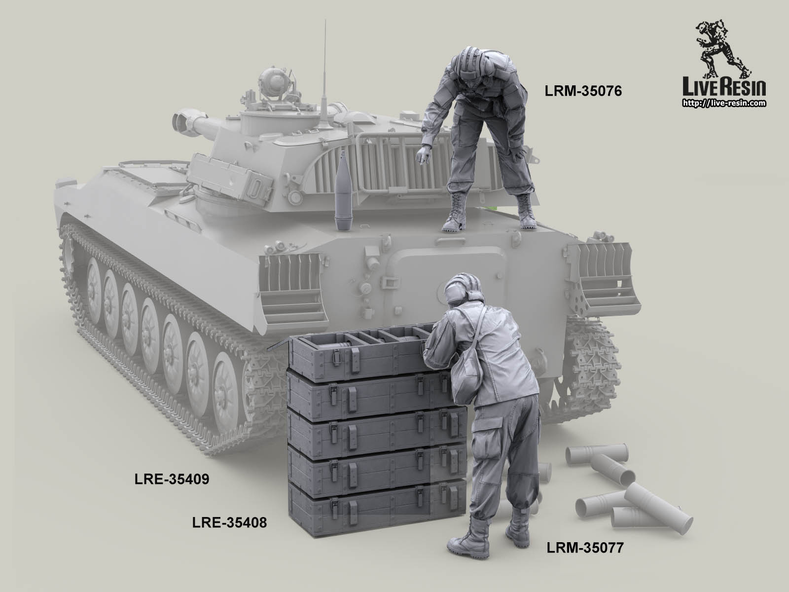 LRE35409 Миниатюра Открытые ящики с гаубичными боеприпасами 122 мм - 4 шт Live Resin