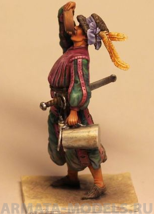 CHM-54028(M). Ландскнехт с кувшином, 1550-е годы. 54 mm. Материал - белый металл. Chronos Miniatures