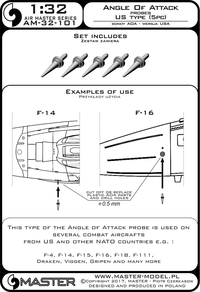 AM-32-101 Зонды Angle Of Attack - тип США (5 шт.)