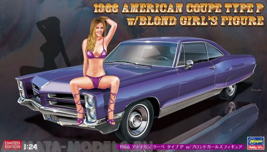 52224  Автомобиль 1966 AMERICAN COUPE TYPE P w/BLOND GIRLS FIGURE (HASEGAWA) 1/24