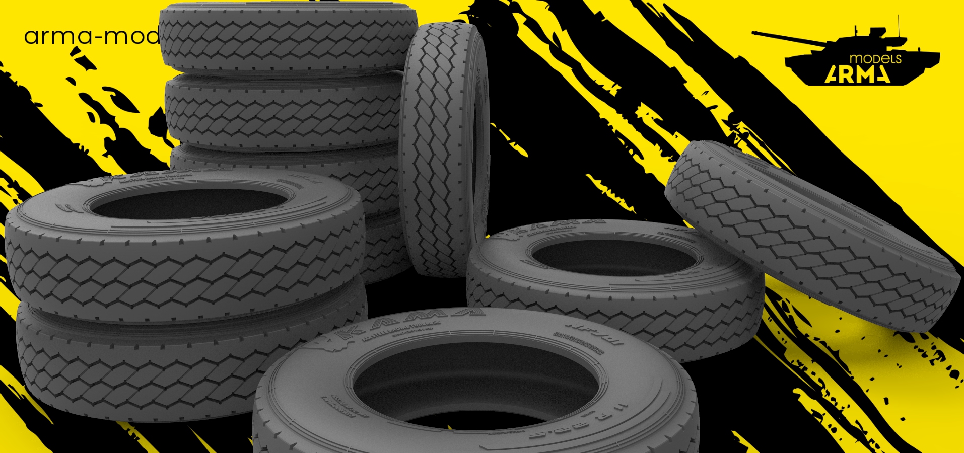 AM35203 Высокодетализированные колеса под нагрузкой Кама NF-701 (10 шт. + запаска).