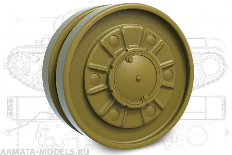 35221MIN КВ-1Э, КВ-1 Опорный каток усиленный без перфорации диска (Обр. 41г)