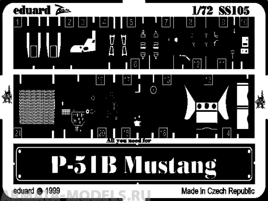 SS105 Фототравление P-51B for REVELL kit (Eduard) 1/72