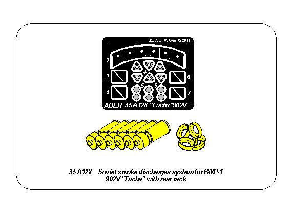 ABR-35-A128  Дополнения для  Soviet smoke Discharges system for BMP-1 902V “Tucha” with rack универсальный набор 1/35
