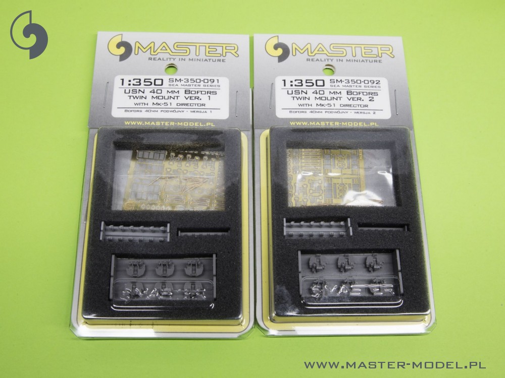 SM-350-091 USN 40 мм / 56 Bofors twin mount ver.1 / с директором Mk-51 - (смола, полиэтилен и токарные детали) - (6шт)