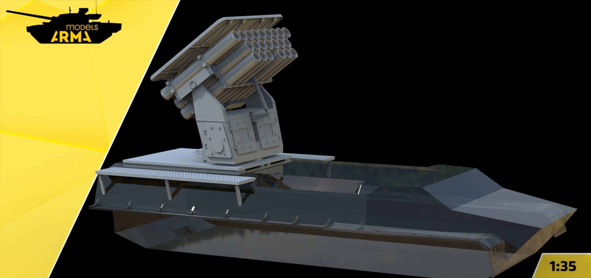 AM35977 Огнемётно-зажигательный корабельный комплекс калибра 140 мм A-22 "Огонь" на МТ-ЛБ (Не для свободной продажи)