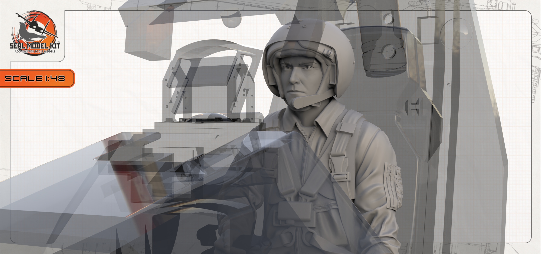 smk48066 Российский вертолетчик в кабине Ка-50 Seal Model Kit