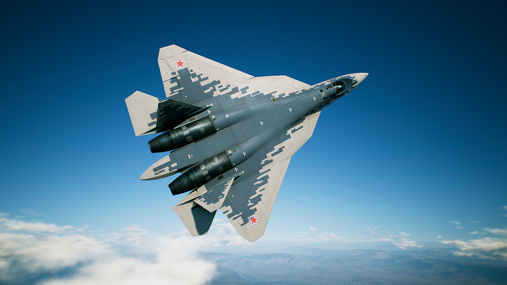 AM48118 Маска окрасочная Су-57 для нанесения камуфляжа «Пиксель» 1/48 