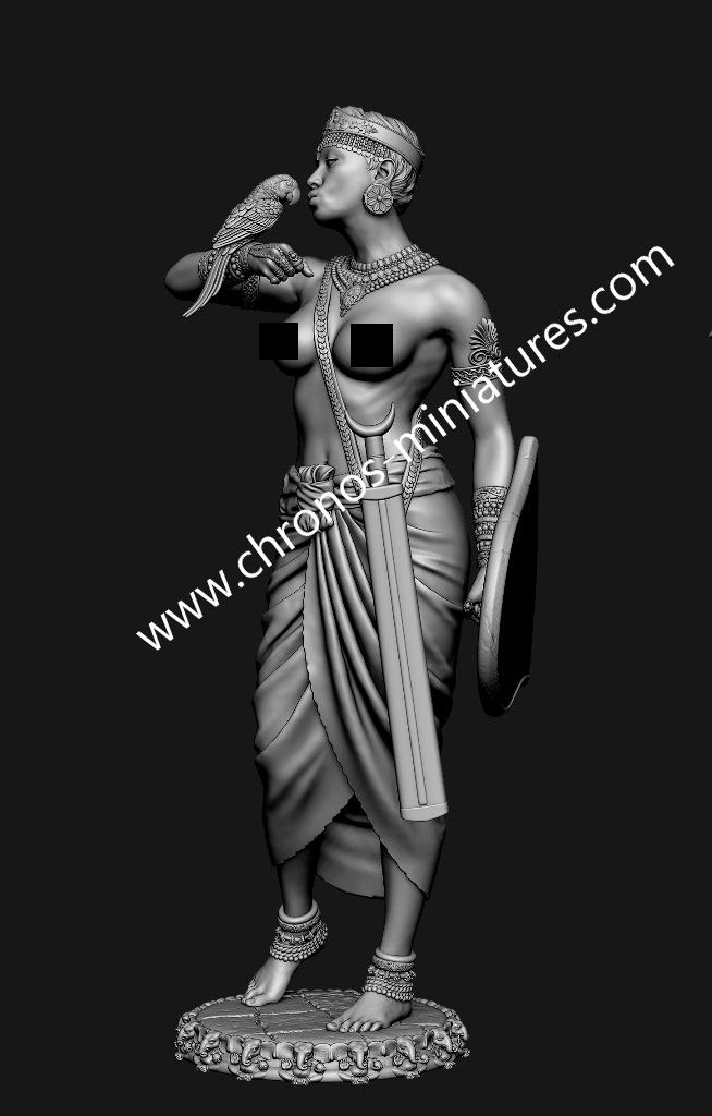 CHM-75061. Индийская женщина-телохранитель, 4-2 века до н.э. Материал - смола. Chronos Miniatures