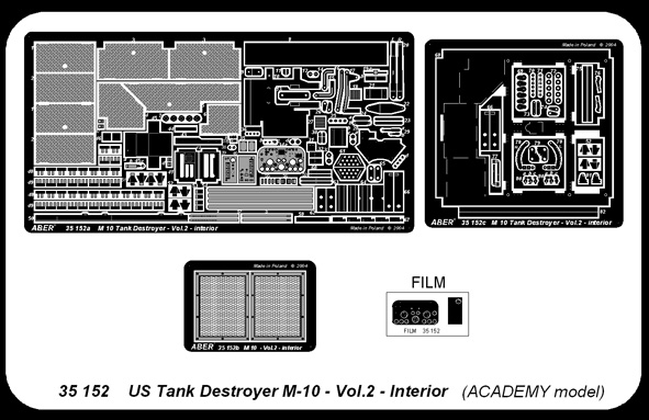 ABR-35 152  Дополнения для  US Tank Destroyer M-10 vol. 2- INTERIOR для Academy 1/35