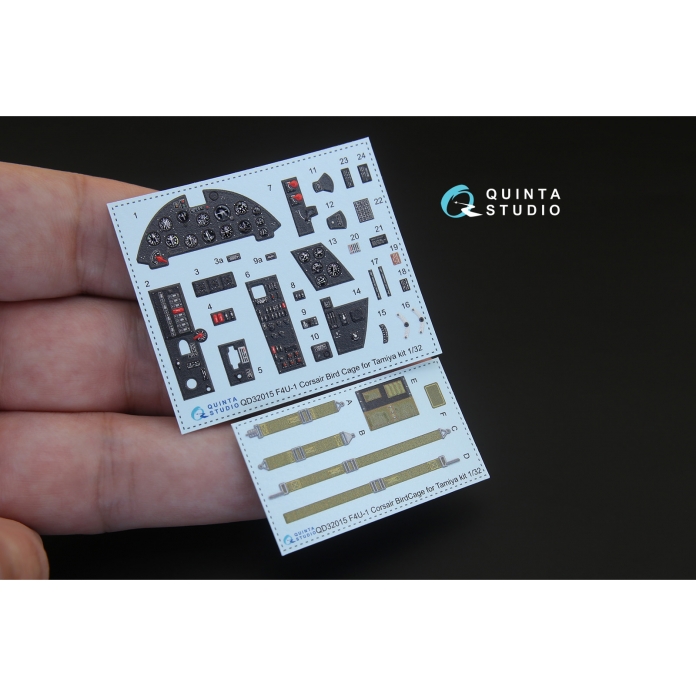 QD32015 3D Декаль интерьера кабины F4U-1 Corsair (Bird cage) (для модели Tamiya)