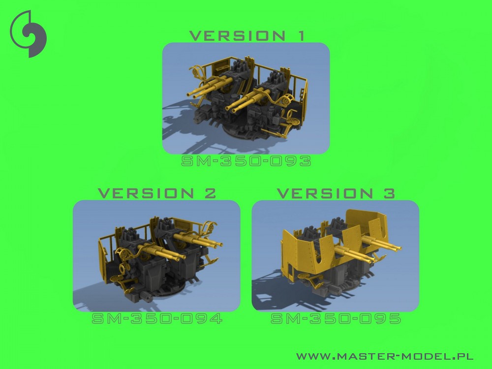 SM-350-094 USN 40 мм / 56 Bofors четверное крепление вер.2 / с директором Mk-51 - (смола, полиэтилен и токарные детали) - (6шт)