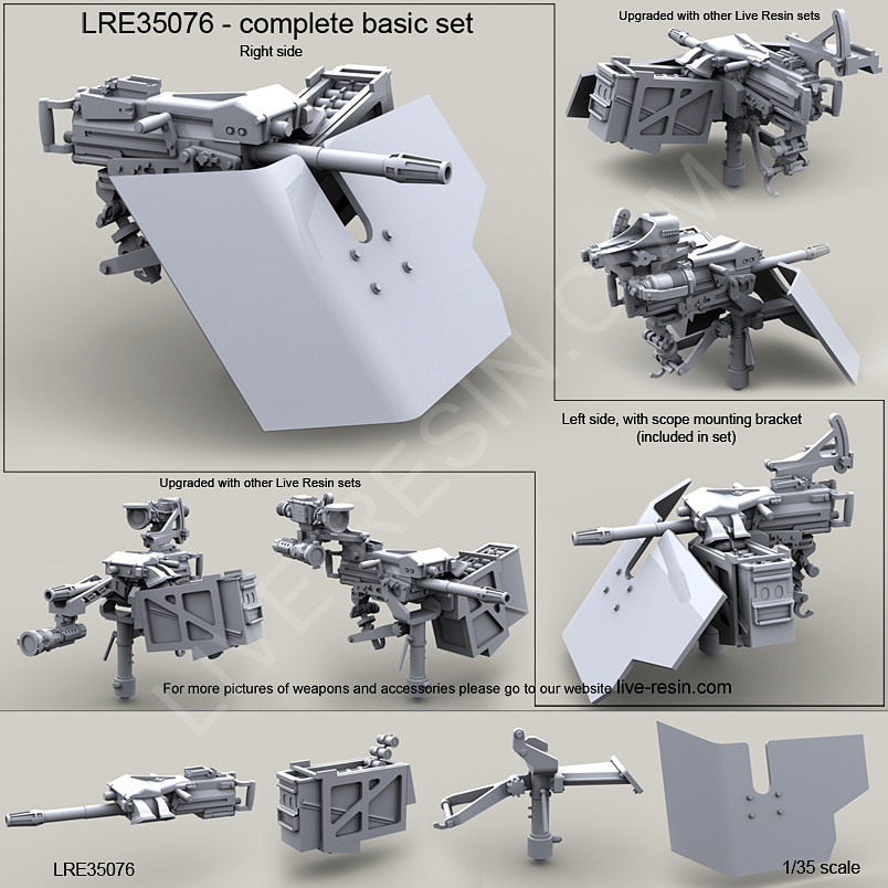 LRE35076 Автоматический гранатомёт MK19-3 40mm Grenade Machine Gun на лафете MK93 с  классическим бронированным щитом GPK