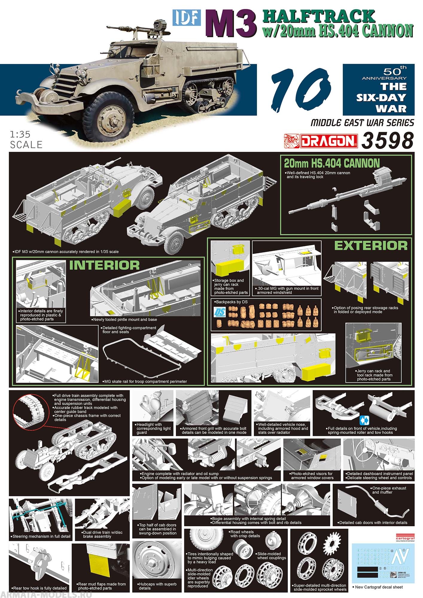 3598Д1/35 Бронемашина IDF M3 HALFTRACK с 20мм пушкой HS.404 Dragon