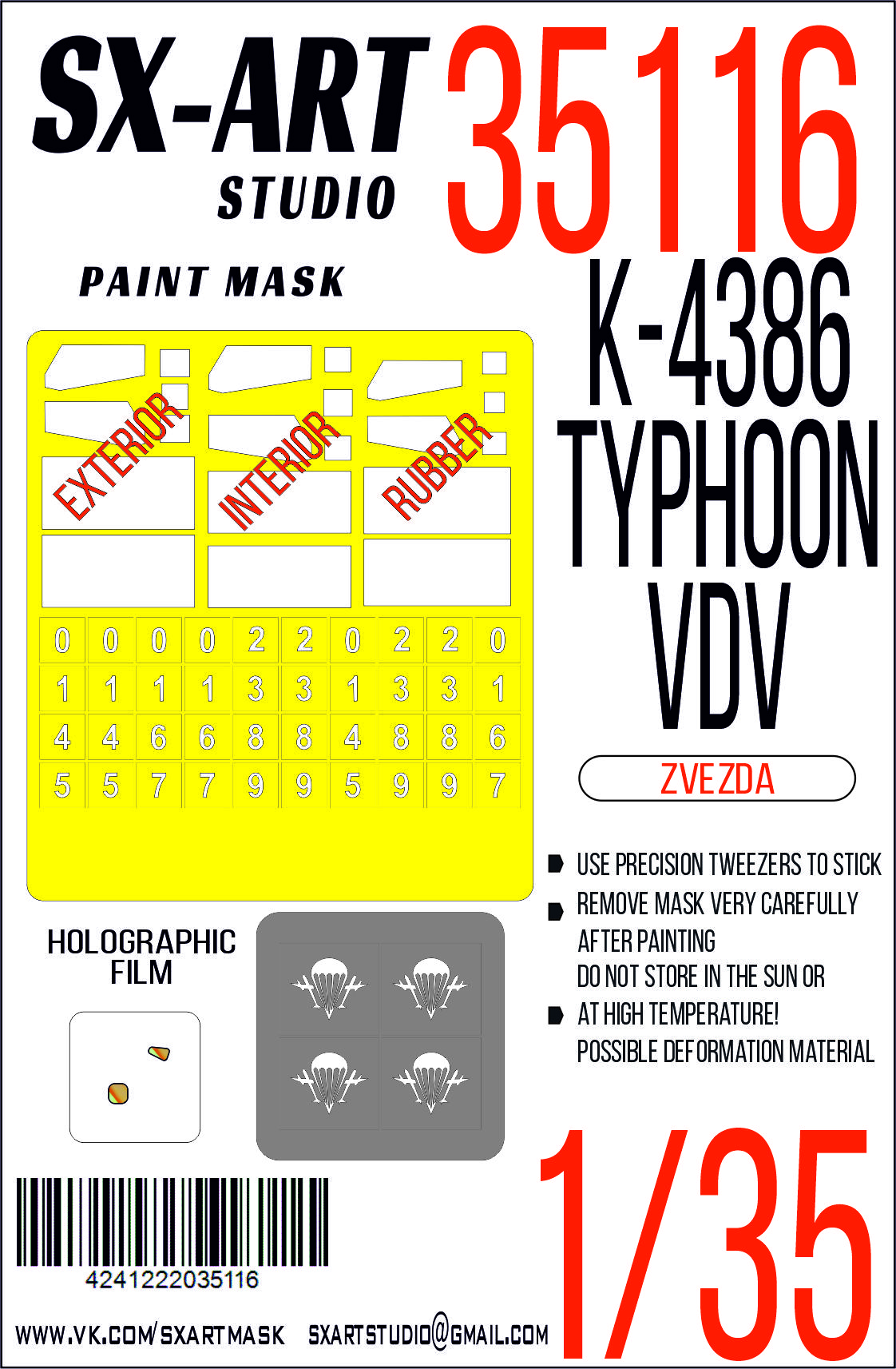35116SX Окрасочная маска K-4386 Typhoon-VDV (Звезда)