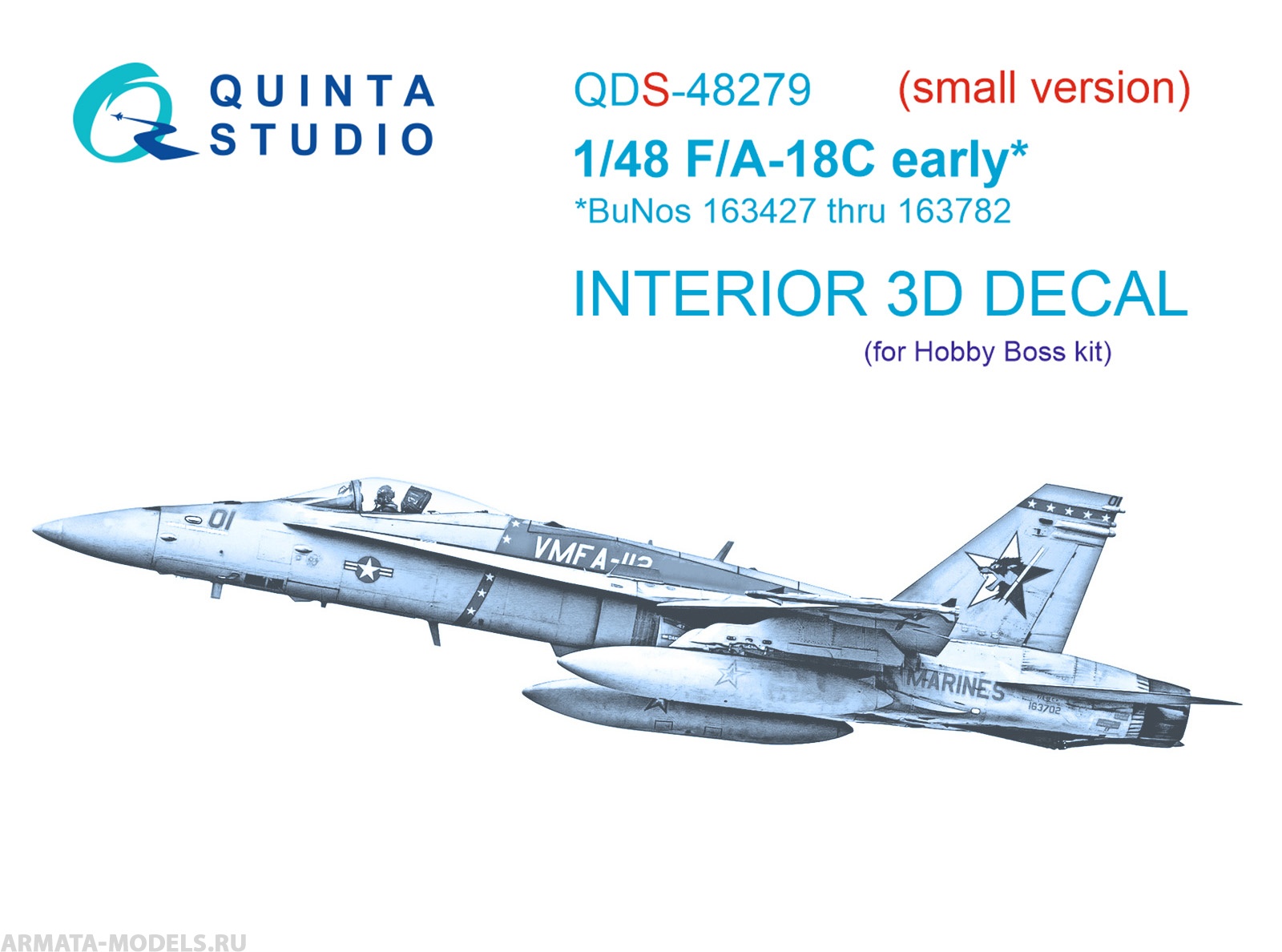 QDS-48279 3D Декаль интерьера кабины F/A-18C early (HobbyBoss)(Малая версия)