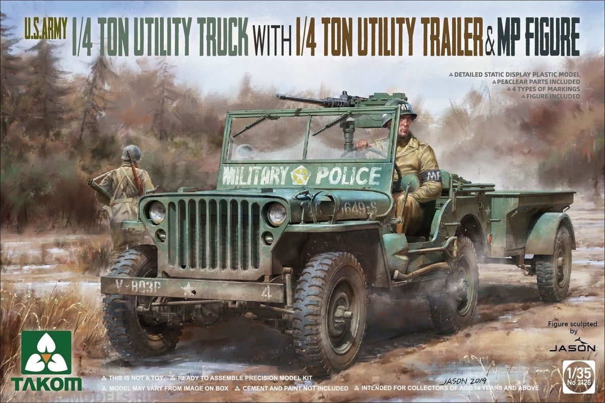 2126T Ton Utility Truck with 1/4 Ton Utility Trailer & MP Figure Takom