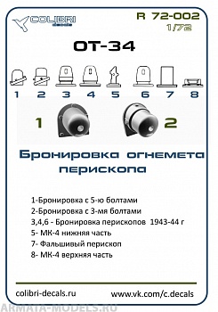 R 72002CD Смоляное дополнение Бронировка огнеметов и перескопов От-34/76 1/72