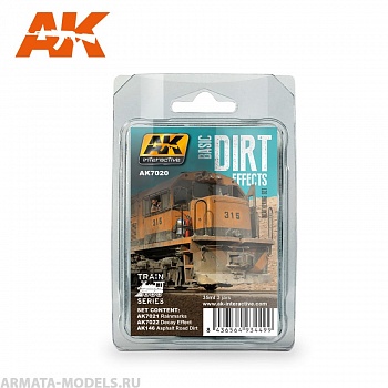 AK7020 Набор везеринга для поездов BASIC DIRT EFFECTS WEATHERING SET TRAIN SERIES