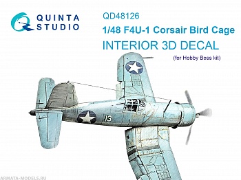 QD48126 3D Декаль интерьера кабины F4U-1 Corsair (Birdcage) (Hobby Boss)
