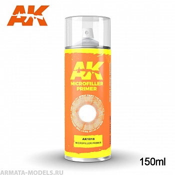 AK1018 Мелкозернистая грунтовка Microfiller Primer - Spray 150ml (Includes 2 nozzles)