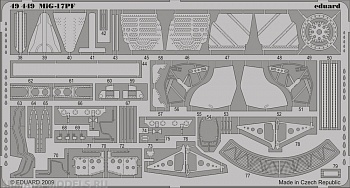 49449 Фототравление цветной интерьер+экстерьер MIG-17PF For Hobby-Boss kit