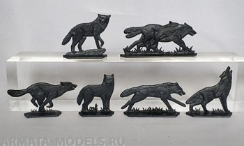 WAB007Black Набор фигур Волки + медведь (черный)