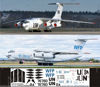I76-004 Декаль для самолета Ильюшин IL-76TD UN/WFP 1/144