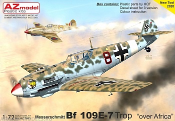 AZ7663 Сборная модель самолета Bf 109E-7Trop „Over Africa“