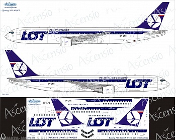 763-013 Декаль для самолета Boeing 767-300 LOT - Polish Airlines 1/144