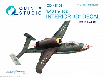 QD48106 1/48 3D Декаль интерьера кабины He-162 (для модели Tamiya)