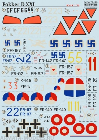 PS72-123 Декаль Fokker D.XXI