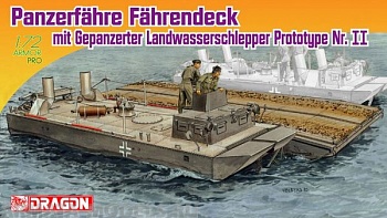 7509Д 1/72 Panzerfähre Fährendeck mit Gepanzerter Landwasserschlepper Prototype Nr. II